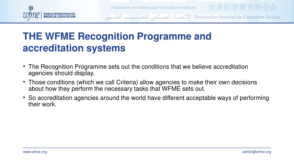 the wfme recognition programme and accreditation