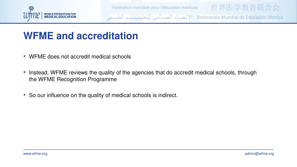 wfme and accreditation