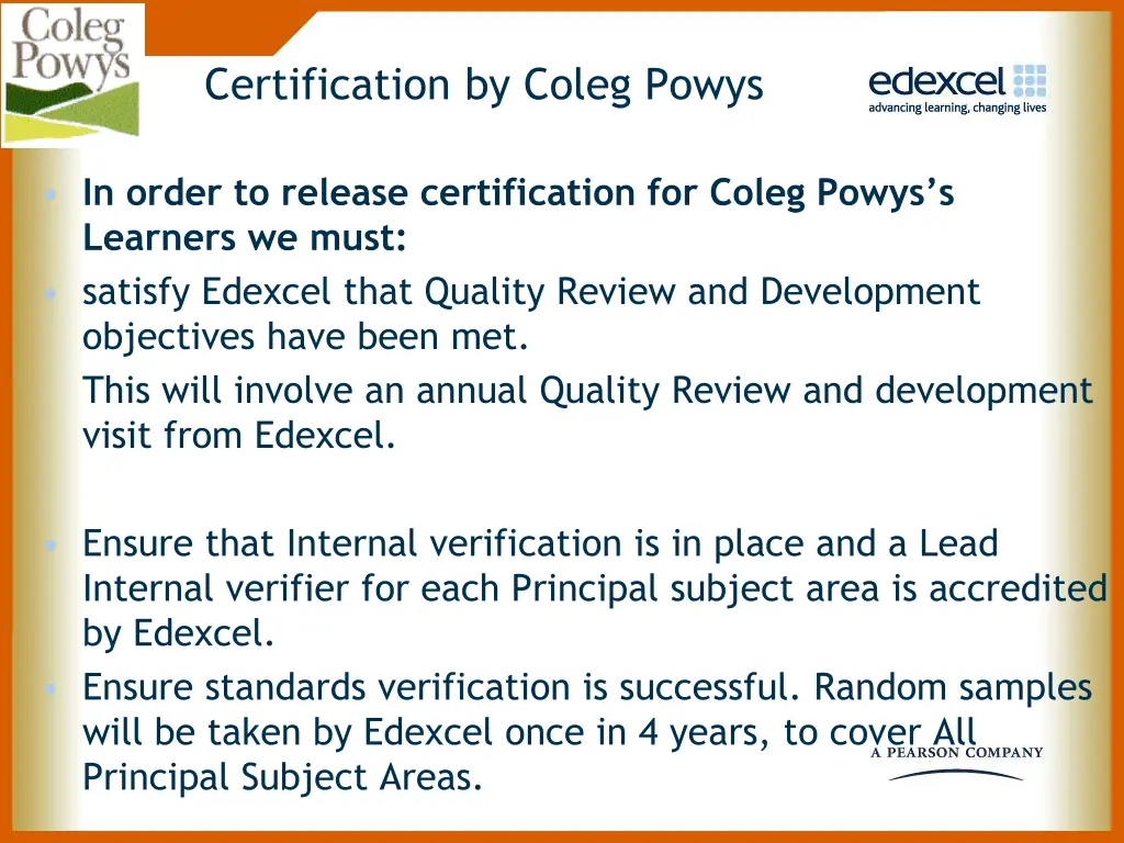 certification by coleg powys
