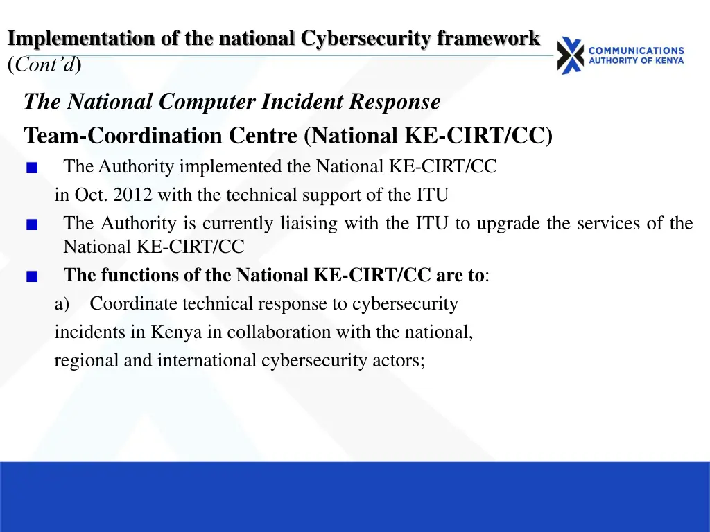 implementation of the national cybersecurity