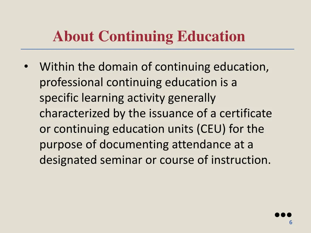 about continuing education