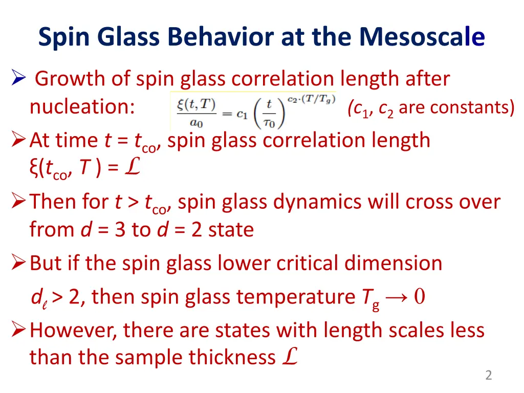 spin glass behavior at the mesoscale