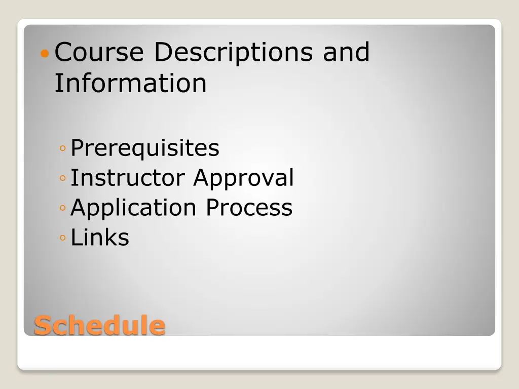 course descriptions and information