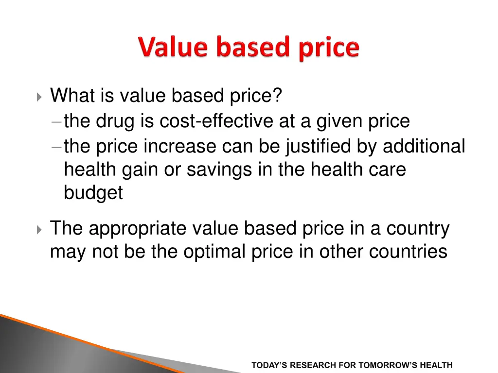 what is value based price the drug is cost