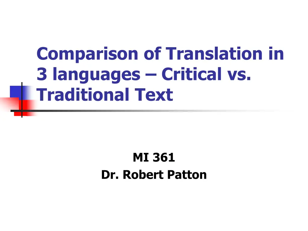 comparison of translation in 3 languages critical