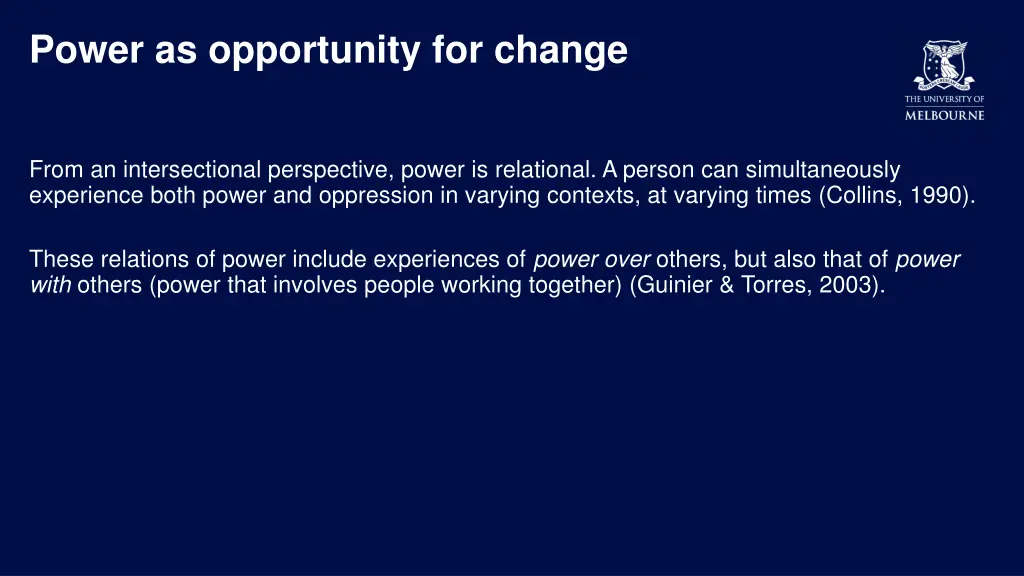 power as opportunity for change