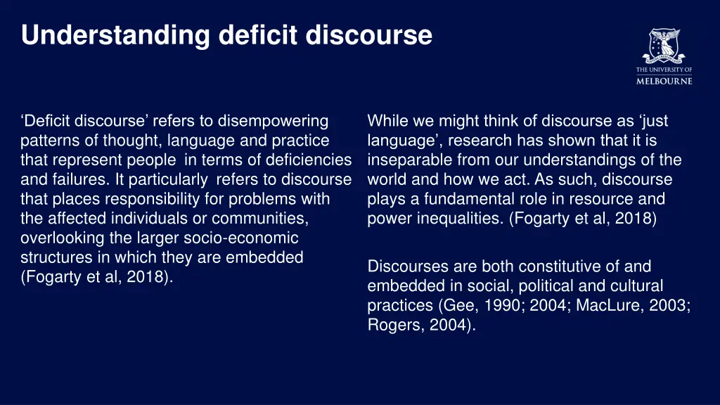 understanding deficit discourse