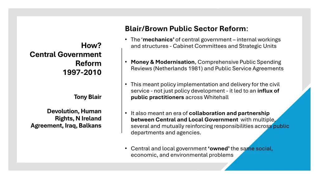 blair brown public sector reform the mechanics