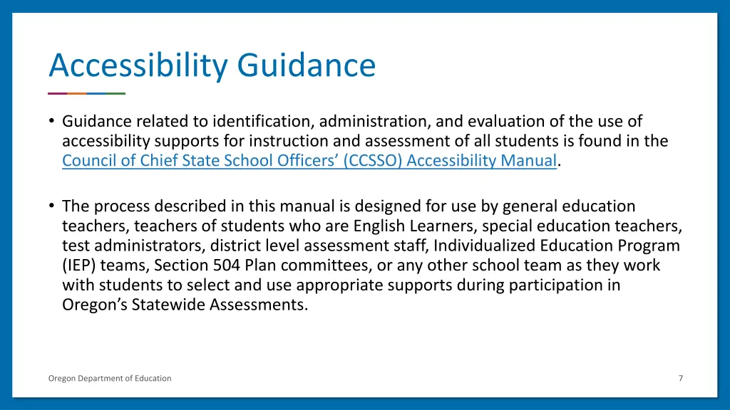 accessibility guidance