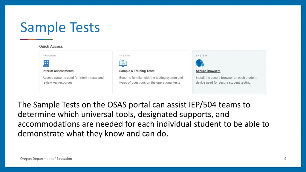sample tests