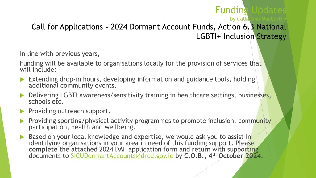 funding updates by cathriona maccarthy 1