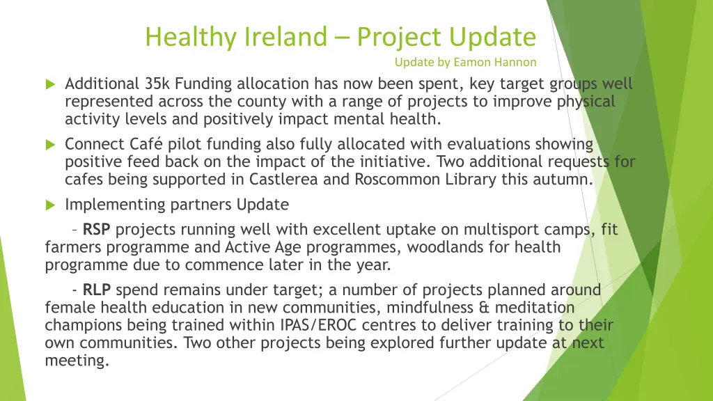 healthy ireland project update