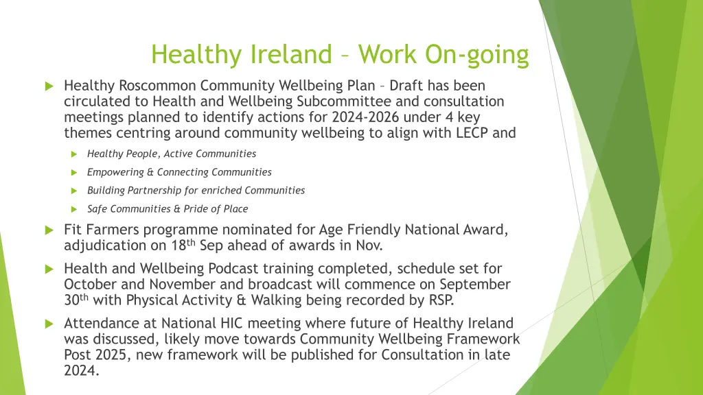healthy ireland work on going