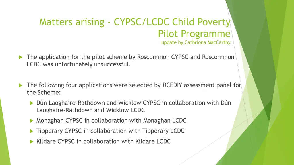 matters arising cypsc lcdc child poverty
