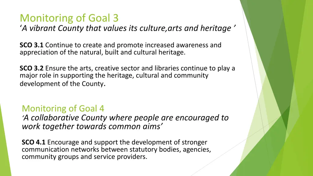 monitoring of goal 3 a vibrant county that values