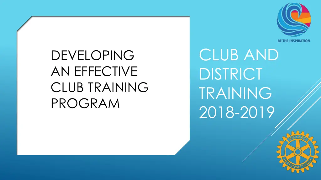 club and district training 2018 2019