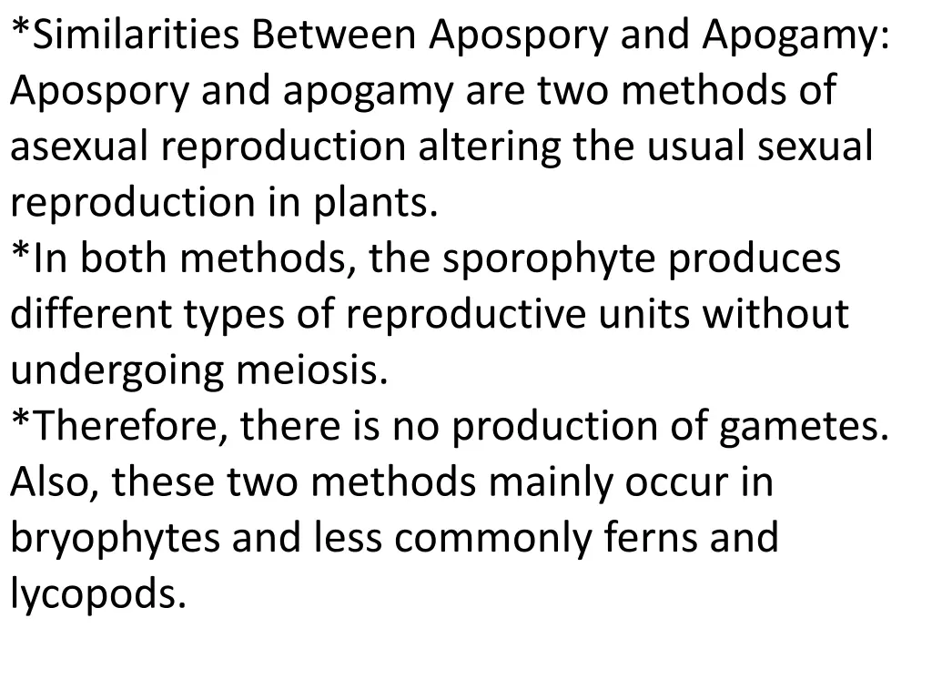similarities between apospory and apogamy