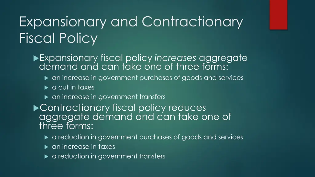 expansionary and contractionary fiscal policy