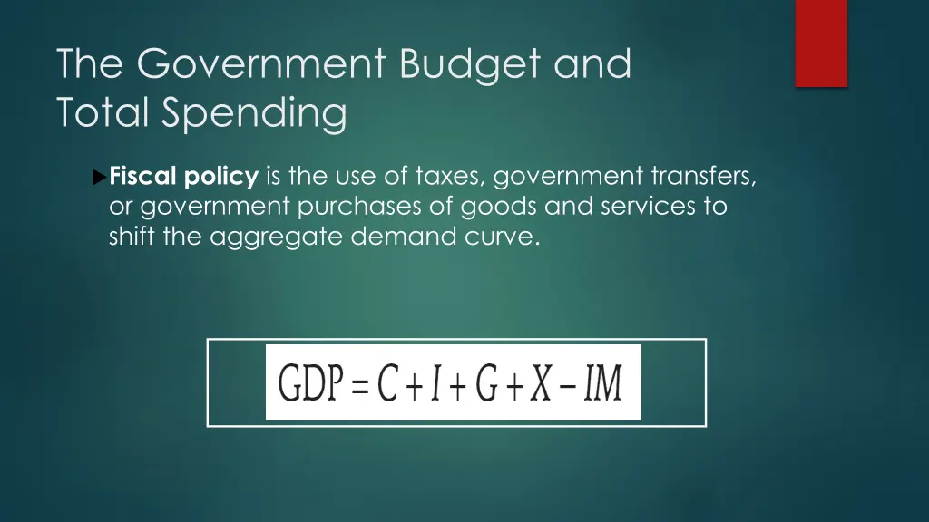 the government budget and total spending