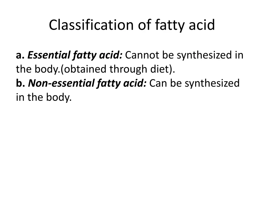 classification of fatty acid