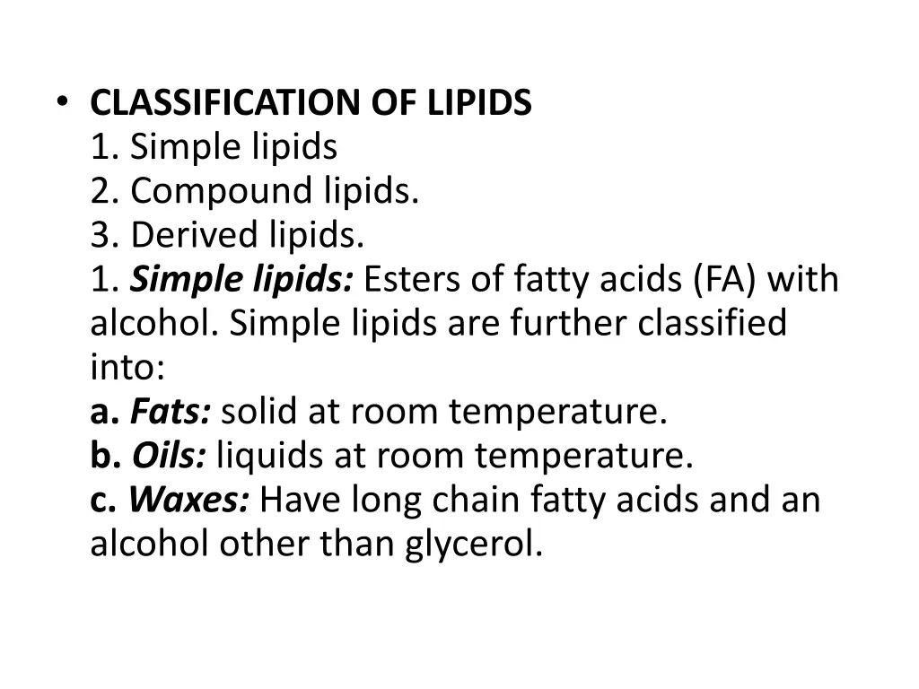 classification of lipids 1 simple lipids