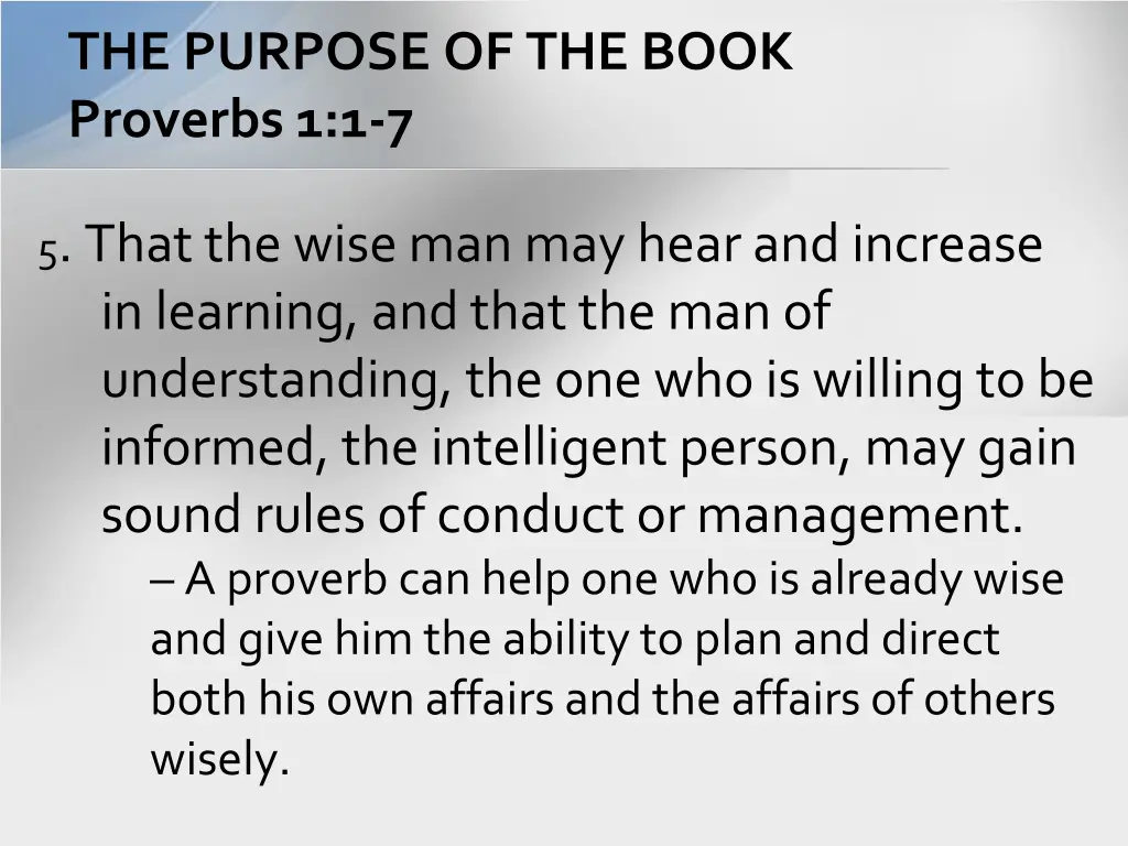 the purpose of the book proverbs 1 1 7 2