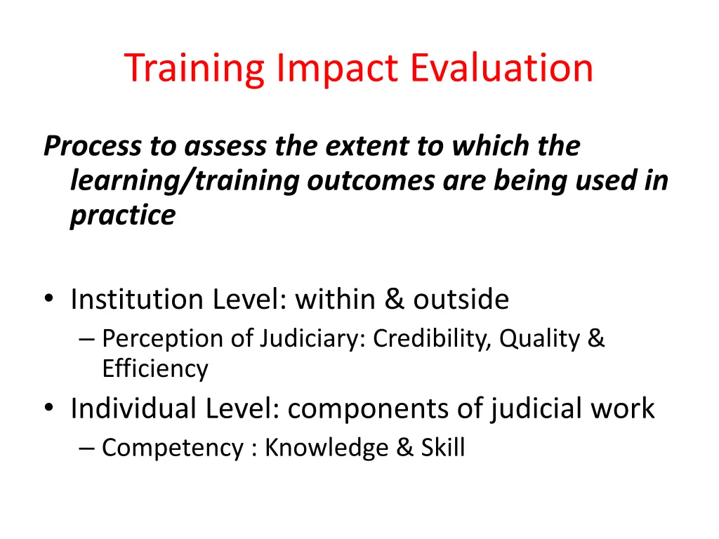 training impact evaluation