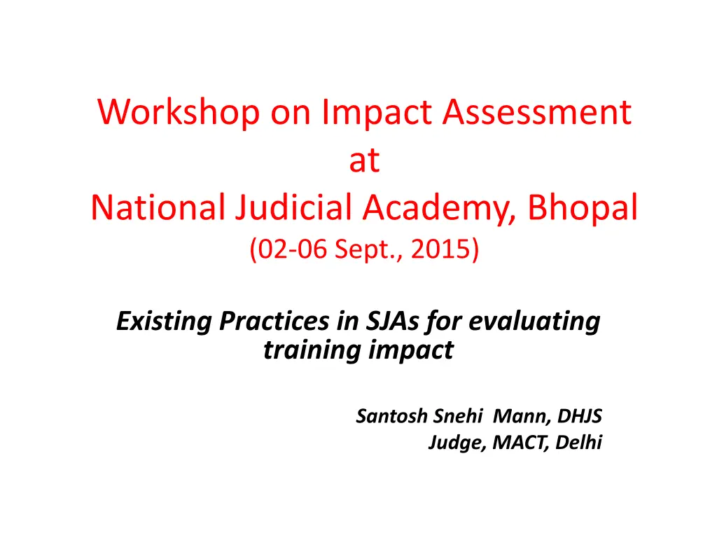 workshop on impact assessment at national