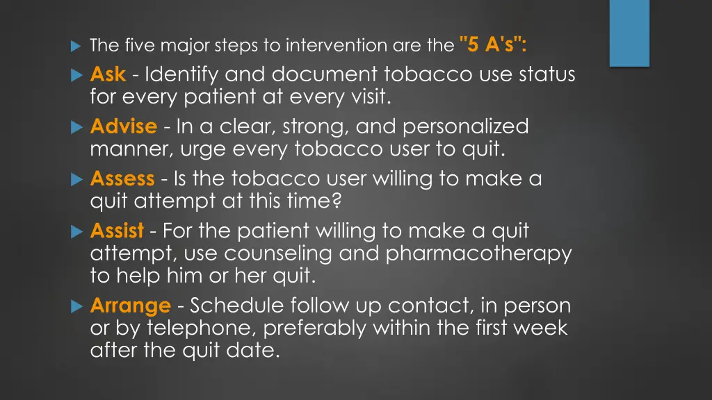 the five major steps to intervention