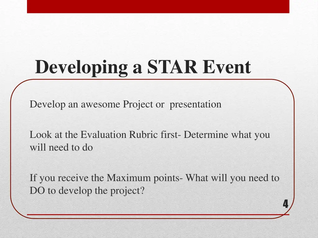 developing a star event 1