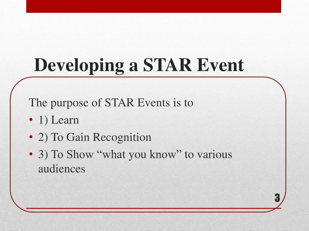developing a star event