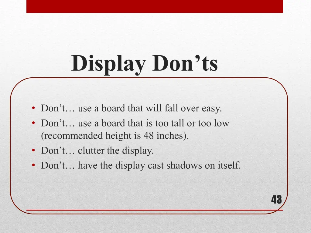 display don ts