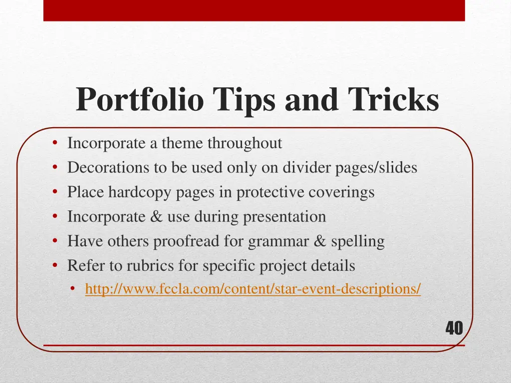 portfolio tips and tricks