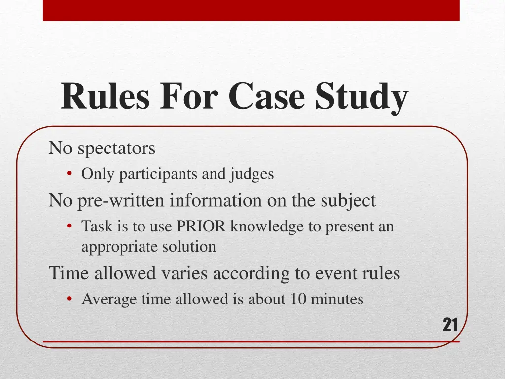 rules for case study