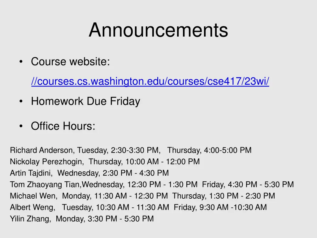 announcements