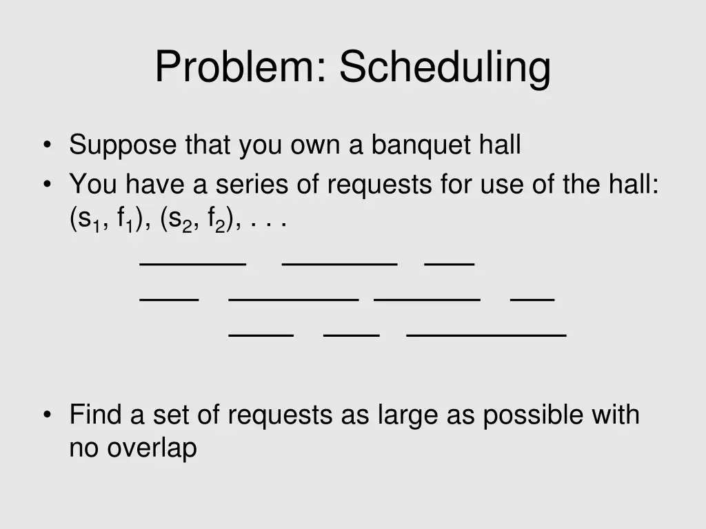 problem scheduling