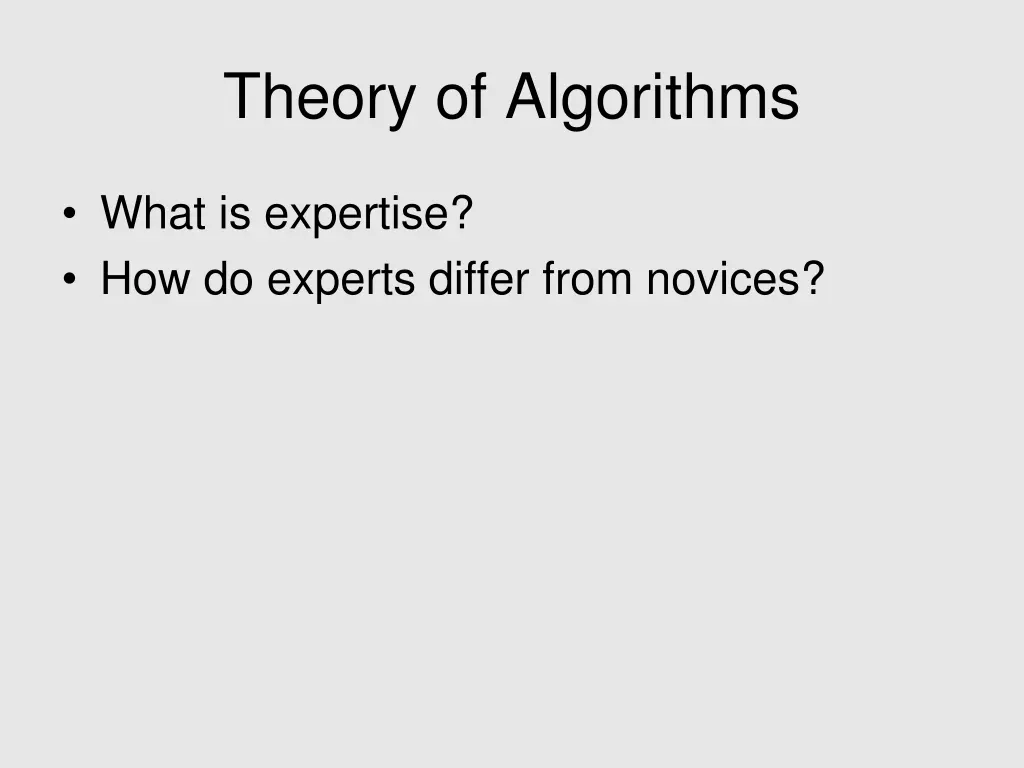 theory of algorithms