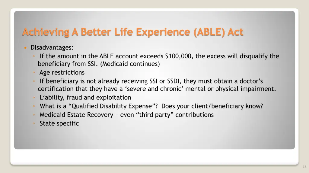 achieving a better life experience able act 1
