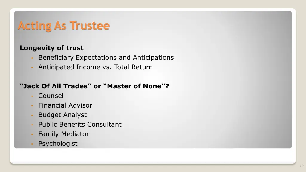 acting as trustee