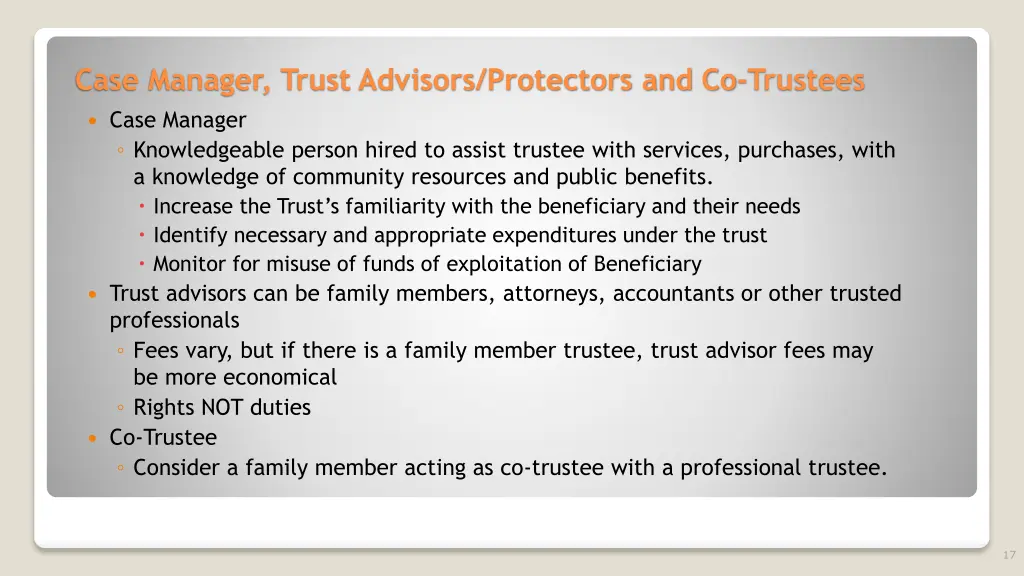 case manager trust advisors protectors