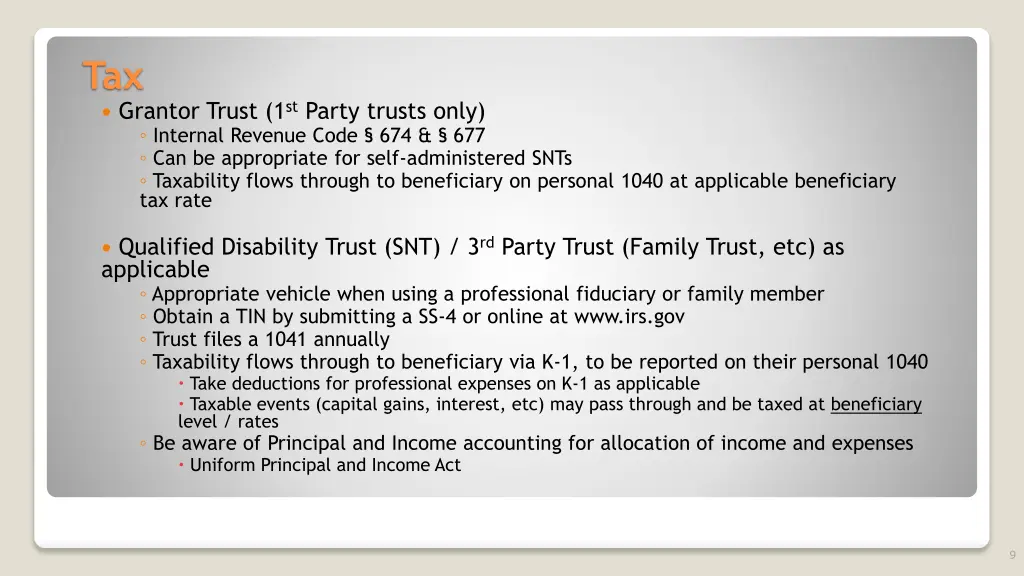 tax grantor trust 1 st party trusts only internal