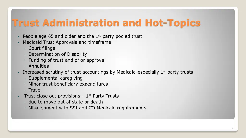 trust administration and hot topics