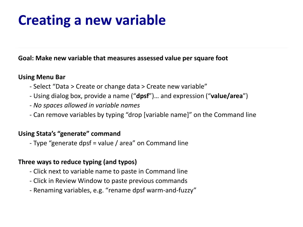 creating a new variable