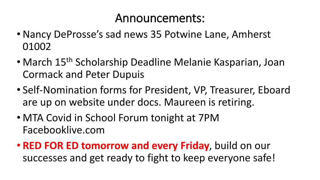 announcements announcements