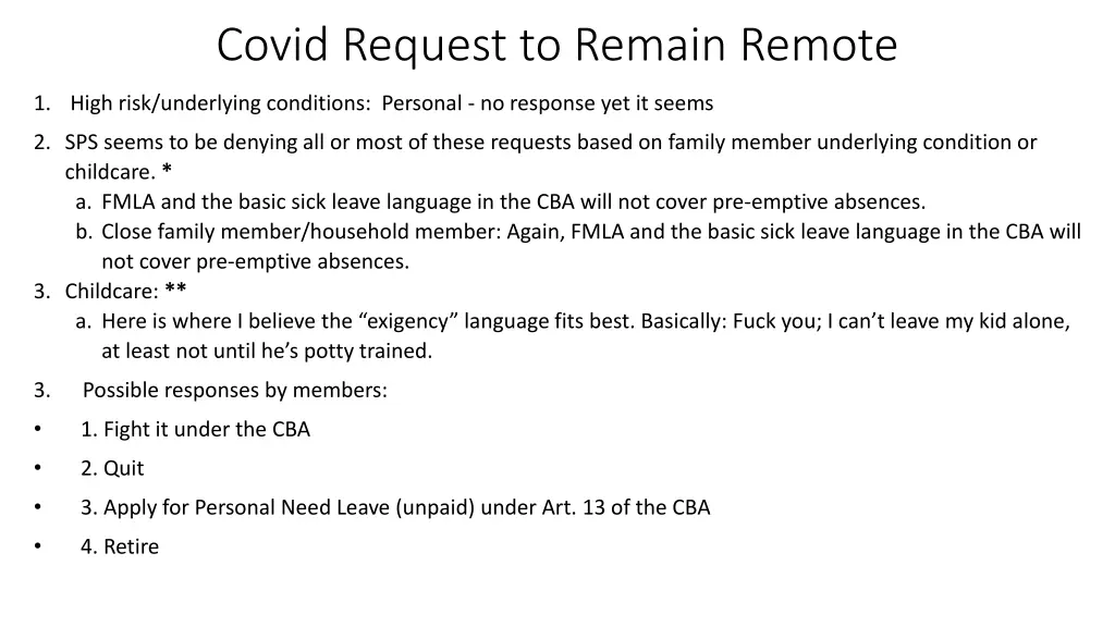 covid request to remain remote