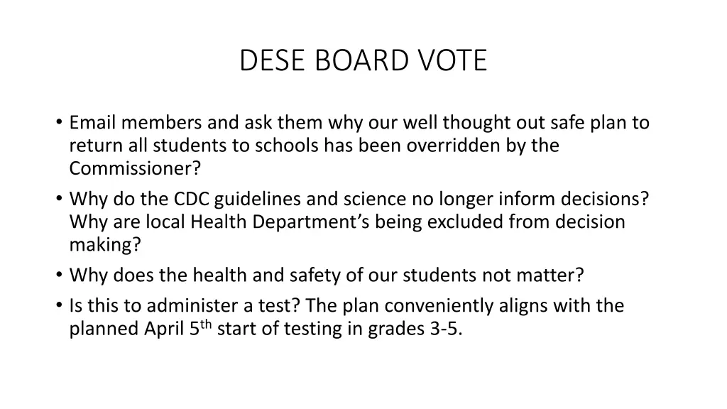 dese board vote