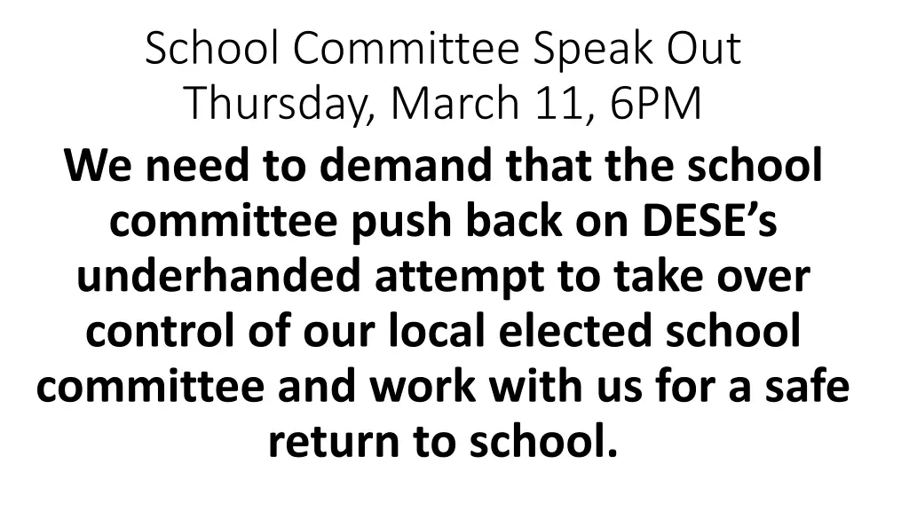 school committee speak out thursday march