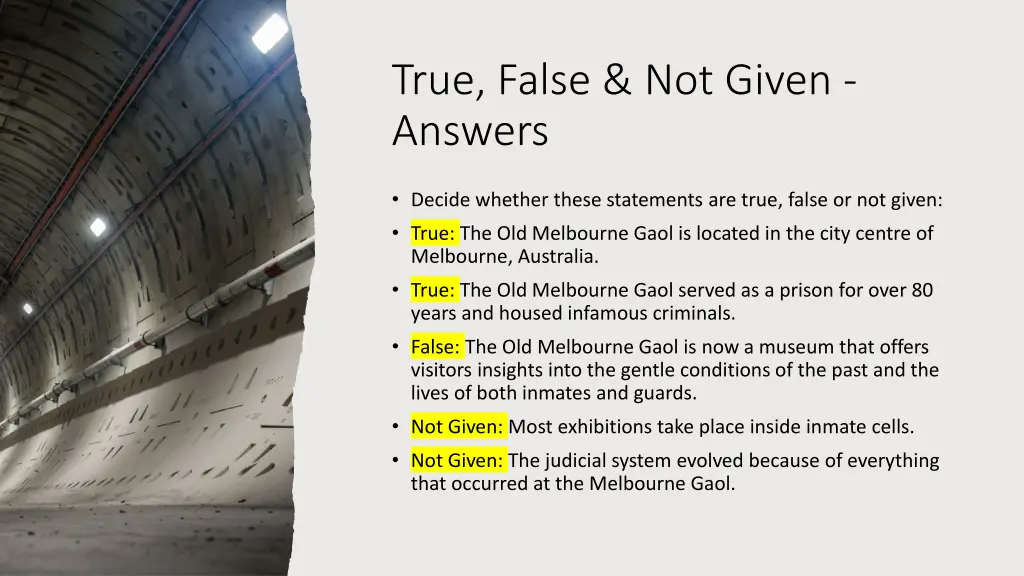 true false not given answers