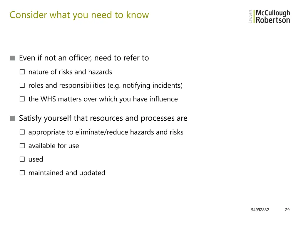consider what you need to know