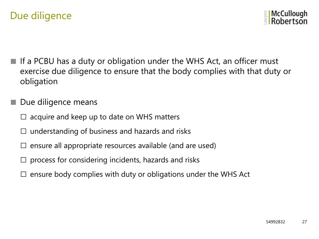 due diligence